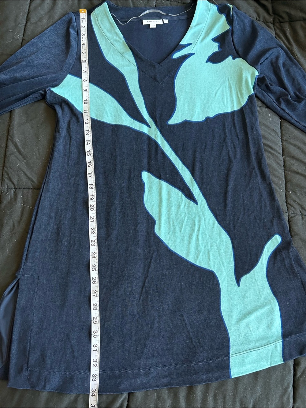 Chico's Navy & Aqua Floral Midi Dress - Picture 5 of 5